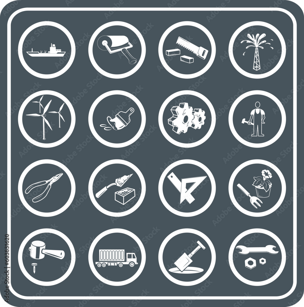 Tools and industry icon set Tools and industry icon set