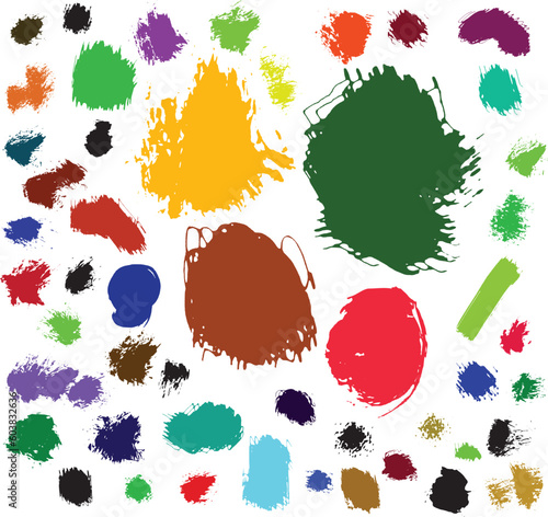 50 ink and brush spots. Vector illustration