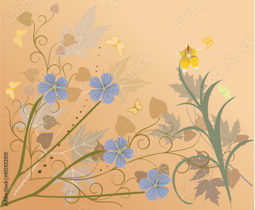 Abstract art spring vector floral background