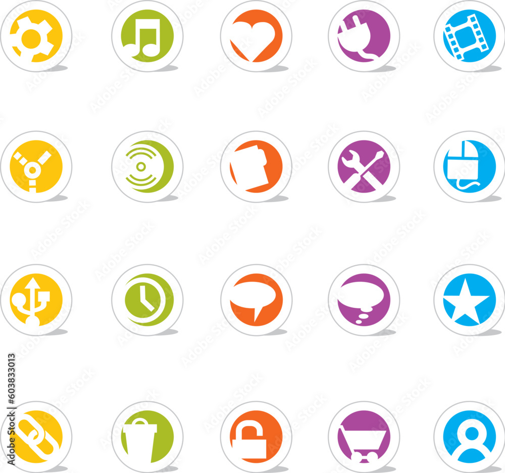 SimpleCons Icon Series Set 2: Simple, colorful round icons with cast shadow. 20 useful website icons with a clean and colorful style. Look for my additional sets in this series. Easy to change colors! SimpleCons Icon Series Set 2: Simple, colorful round icons with cast shadow. 20 useful website icons with a clean and colorful style. Look for my additional sets in this series. Easy to change colors!