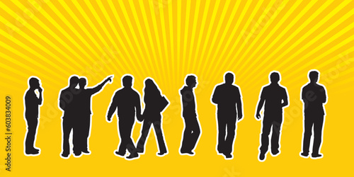 Vector silhouettes of casual young people.
