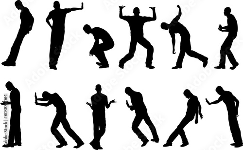 12 Male work poses - vector image