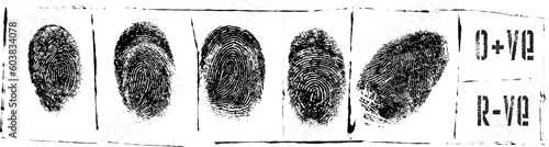 Vector Image of a Prison Sheet with fingerprints and blood test photo