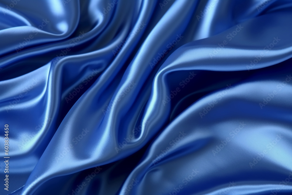 Fototapeta premium Blue silk background stock photo. AI generative