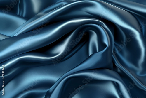 Blue silk background stock photo. AI generative