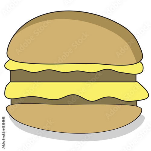 Cartoon style beefburger with a tasty filling