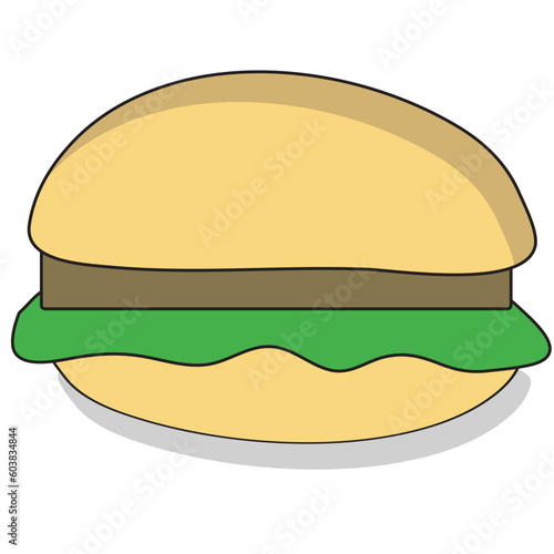 Cartoon style beefburger with a tasty filling