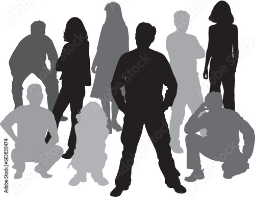 Vector silhouettes friends (man and women), illustration