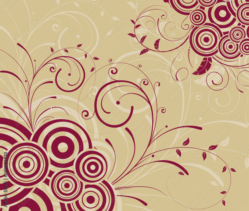 Abstract floral background with circles, element for design, vector illustration Abstract floral background with circles, element for design, vector illustration