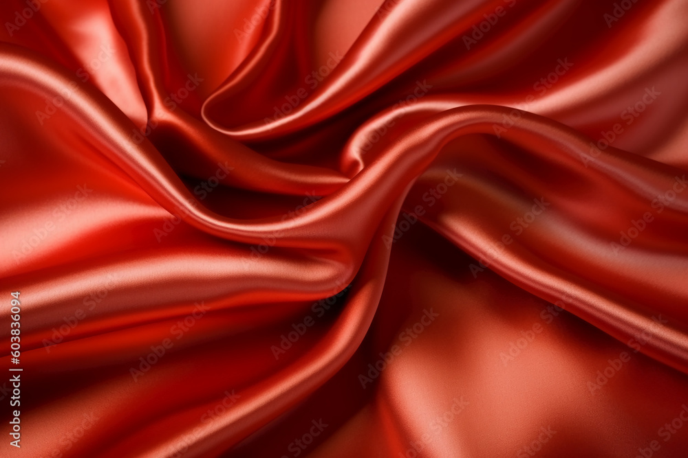 Obraz premium Red silk background stock photo. AI generative