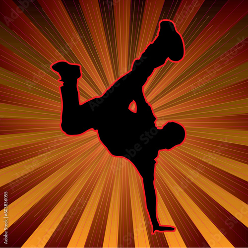 colorful background with a youthful person doing and activity on top