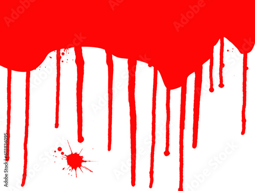Blood Splats and Drips - running down over a white background