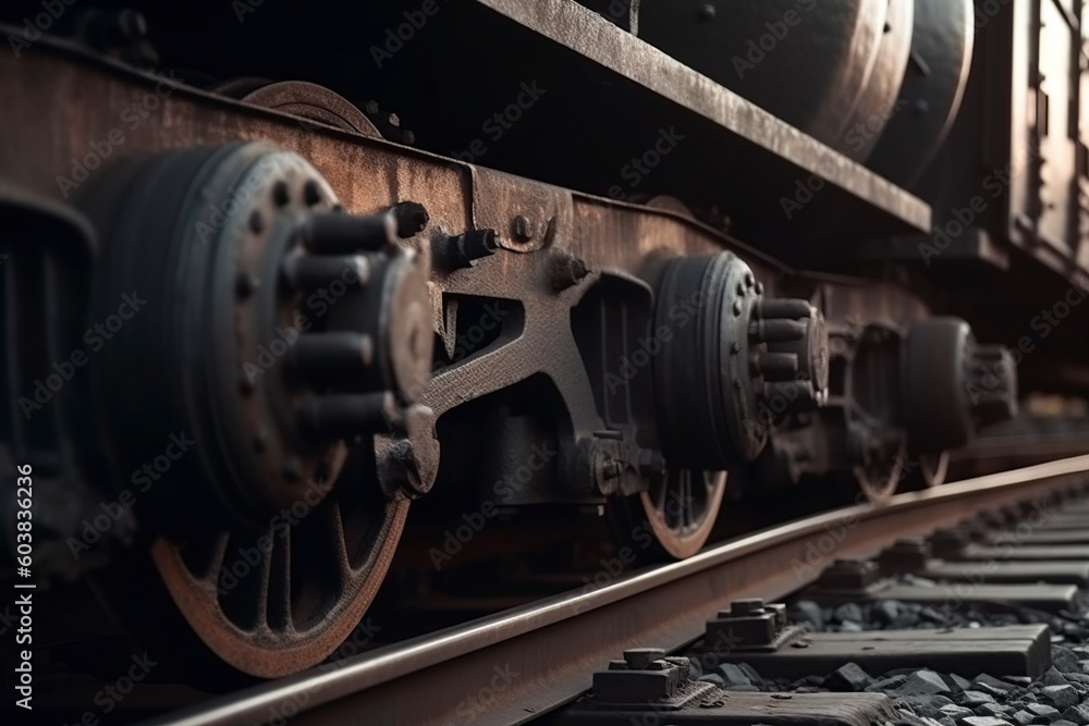 illustration,train wheels on railway track,generative ai illustration,train wheels on railway track,generative ai