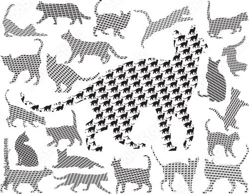 Set of vector cats made from their own outlines