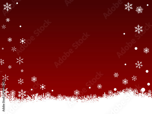 Border of snowflakes on  a Dark Red background with Copyspace