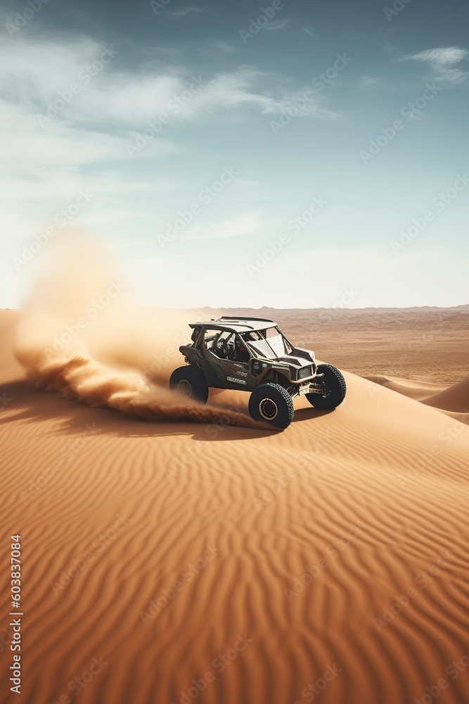 illustration, sahara desert racing vehicle, ai generative