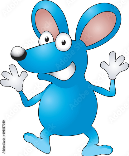 A vector illustration of a cartoon mouse waving