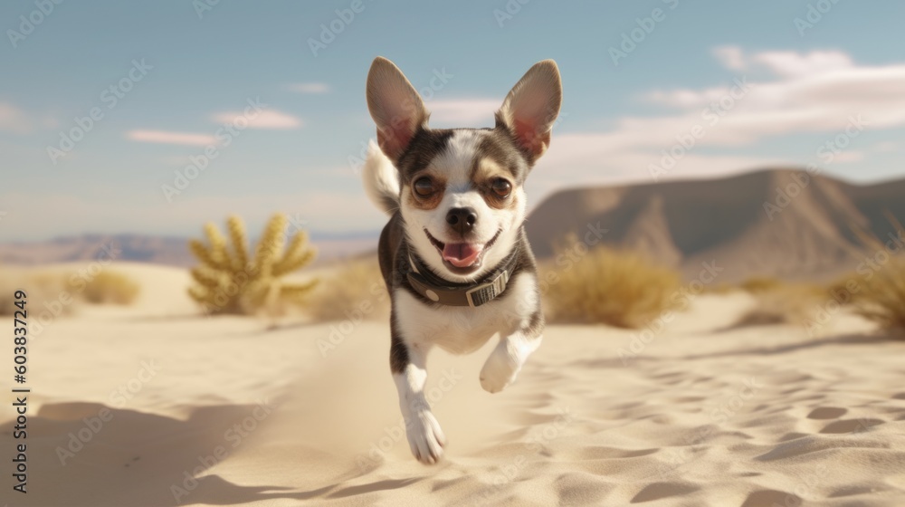 Chihuahua Running on Sand Dunes