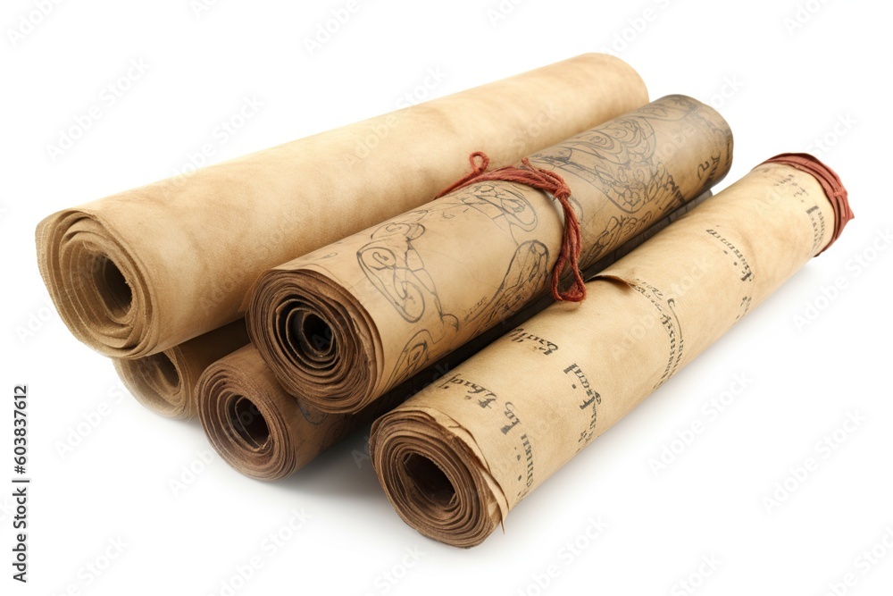 illustration, old narrow parchment scrolls, generative ai illustration, old narrow parchment scrolls, generative ai