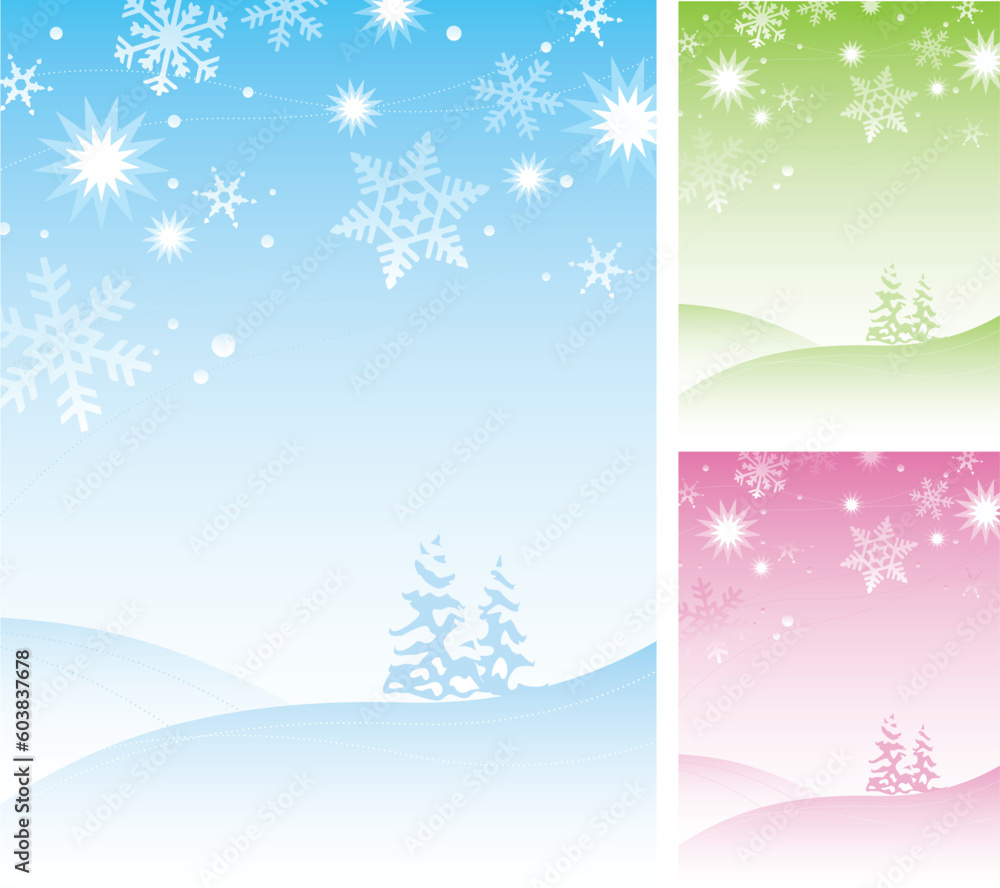 Winter Snowflake Background in 3 Colors. Flexible, easy-edit file