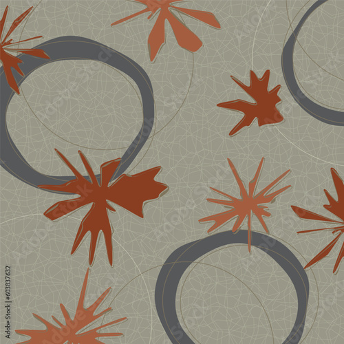 Retro barkcloth fabric-inspired design with stars and boomerangs. Each item is whole and grouped so you can use them independently from the background. Layered file for easy edit.