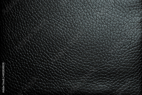 Black leather textured background. Generative Ai Illustration.