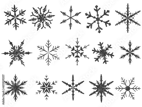 Frosted Snowflake Elements 1 of 4  Snowflakes are grouped for easy coloring  and use with other vectors 