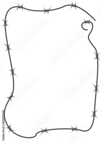 Framework from a barbed wire on a white background