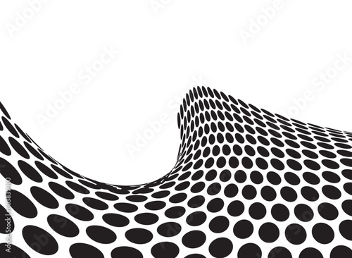 Illustrated half pipe wave in black and white dots