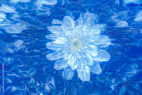 Close up of blue water and ripples in a blue pool Pool Underwater view. Generative Ai Illustration.