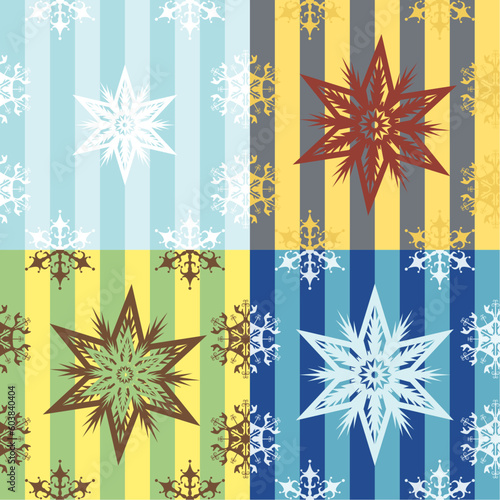 snowflakes seamless patterns (Four color variants)