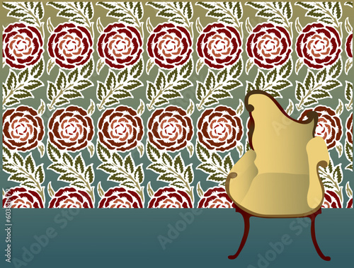 background from floral pattern with chair