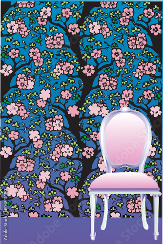 background from floral pattern with chair