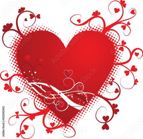 Valentine grunge background, heart, vector illustration