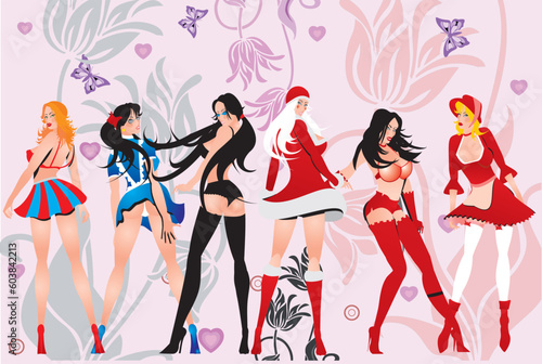 Posing Girls - Vector Illustration