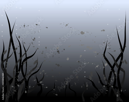 Background vector illustration of a murky underwater world