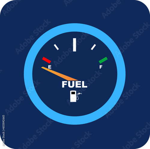 Vector image of a fuel gauge, shows empty.
