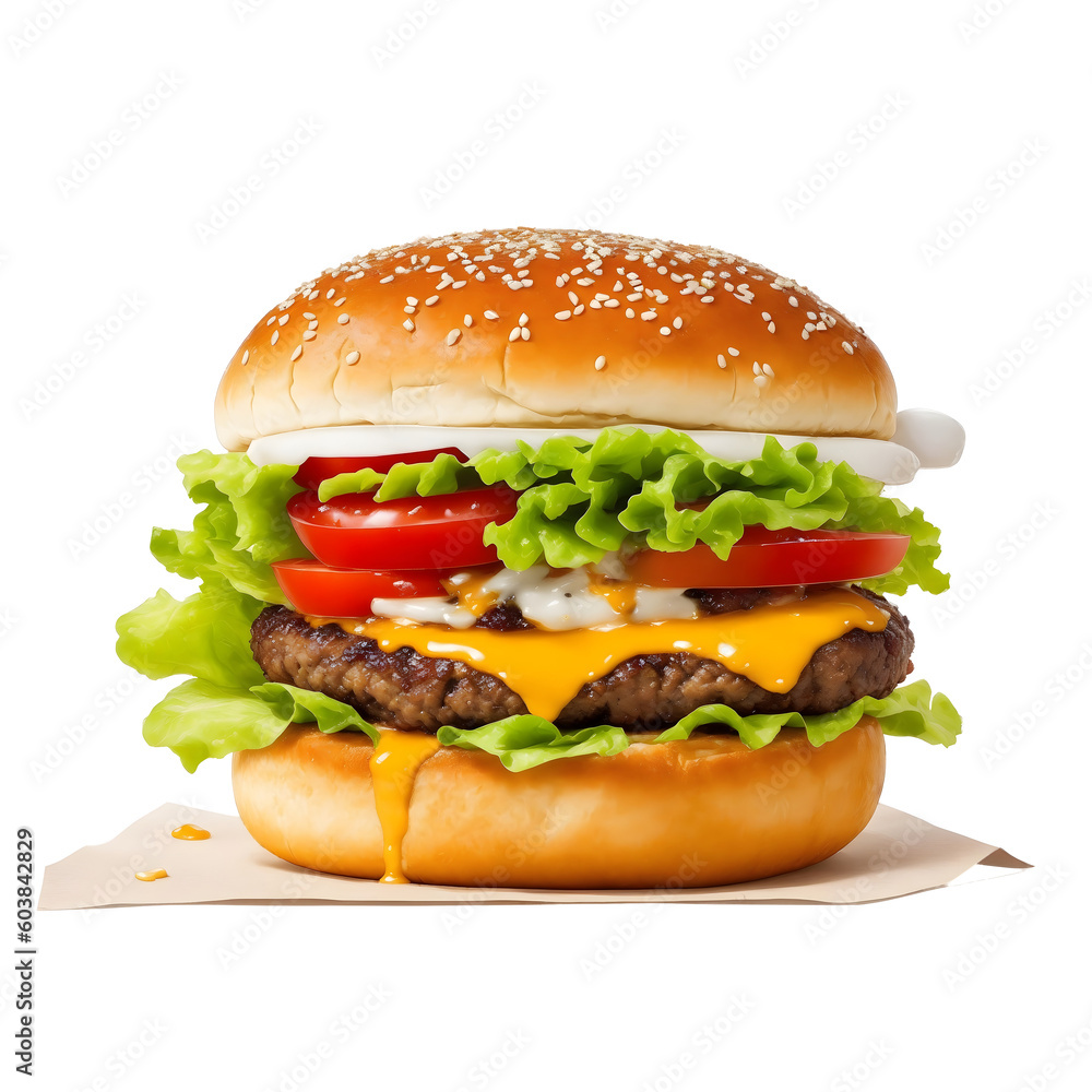 hamburger isolated on white, background removed png file for digital content or advertising hamburger isolated on white, background removed png file for digital content or advertising