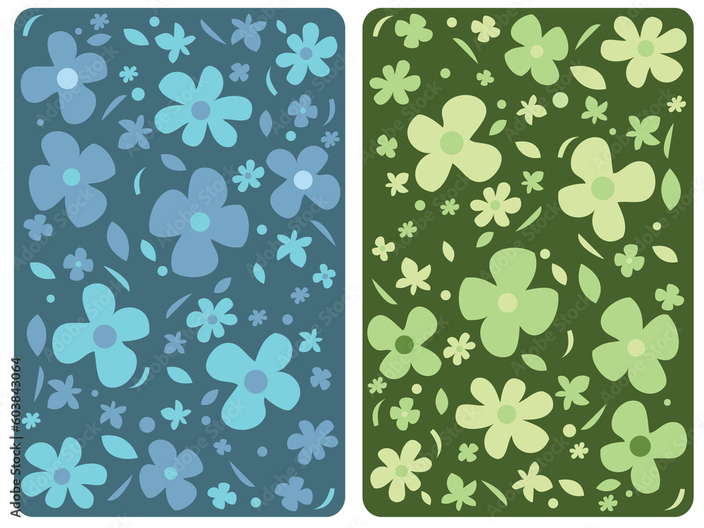 floral background, variety of flowers in green and blue color