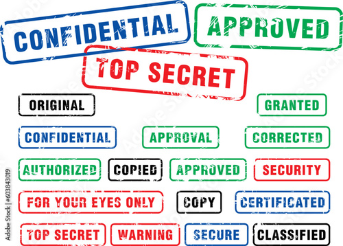 Varios security rubber stamps