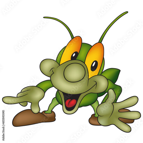 Beetle 13 - High detailed and coloured illustration - Happy green bug