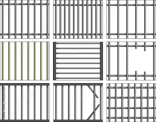 Selection of vector prison bars and grills