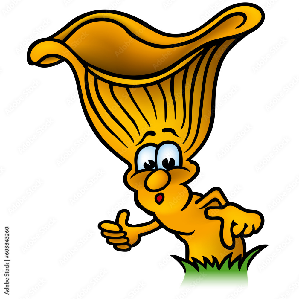 Mushroom 01 - High detailed and coloured illustration - Yellow Chanterelle Mushroom 01 - High detailed and coloured illustration - Yellow Chanterelle