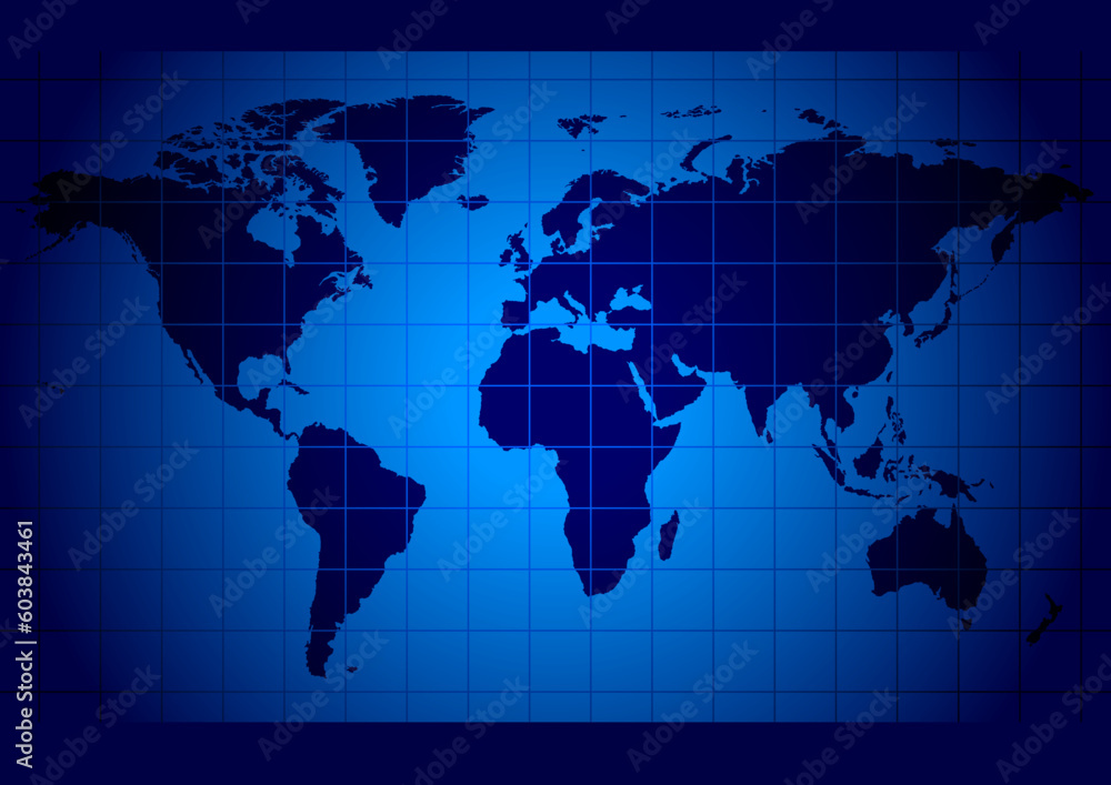 World map blue - highly detailed world map illustration