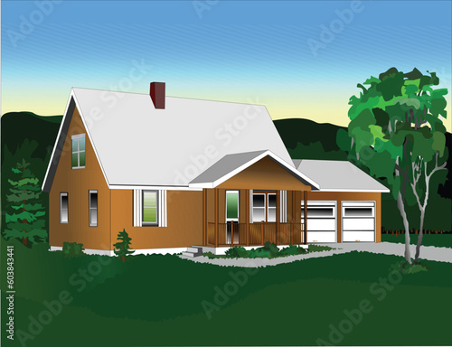 Garrision style house with added front porch. This country home is surrounded by mountains and forrest making it a great get away spot.