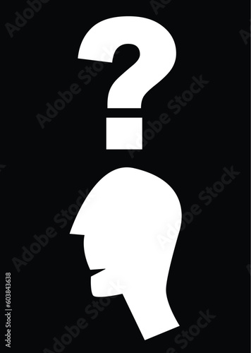 Human head and question sign