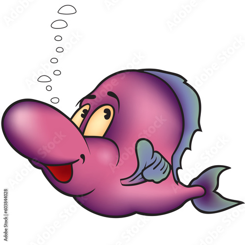 Fish 03 Violet Fish - Highly detailed and coloured cartoon illustration