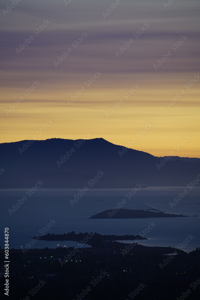 Beautiful view of the sunset at Grizzly Peak in Berkeley, California