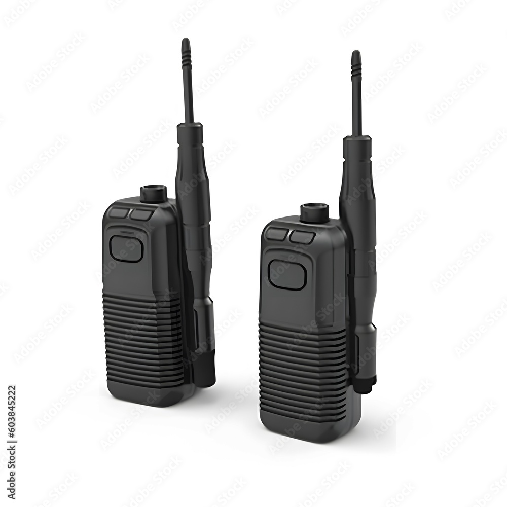 realistic single,Walkietalkie set twoway radio ,side view,white