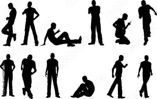 12 Male Poses - sitting and standing  (vector format)